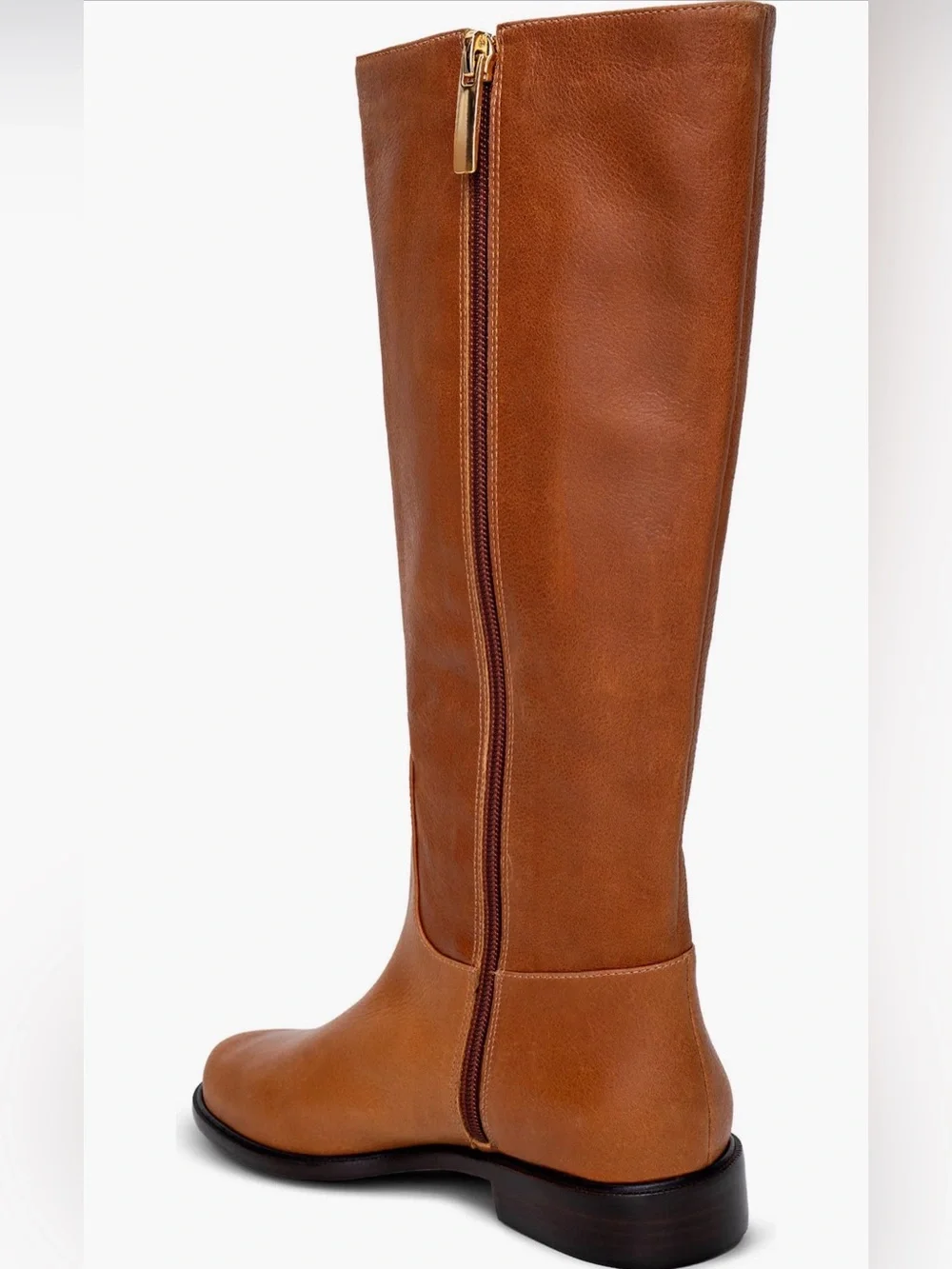 L'AGENCE Tall Button-Accent Leather Over-the-Knee Boot - Cognac Brown